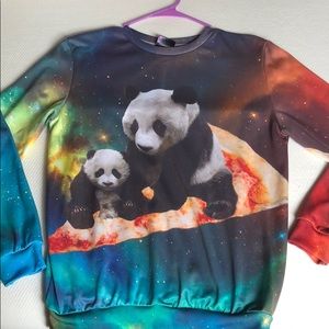 Galaxy, Pandas on Pizza Crewneck Sweater
